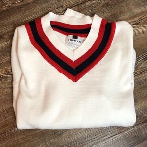 Topman White Milan Oversized V Neck Sweater